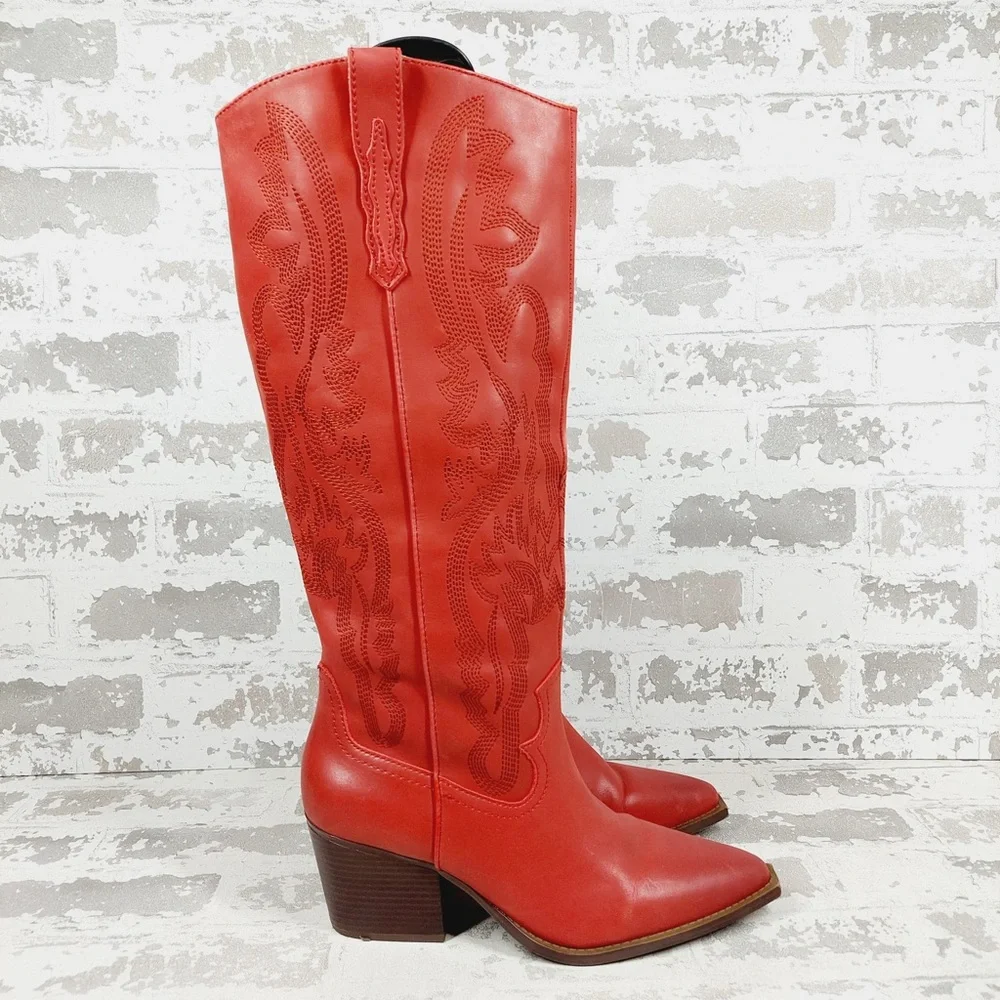 Crown Vintage Red Heeled Boots - Picture 6 of 15